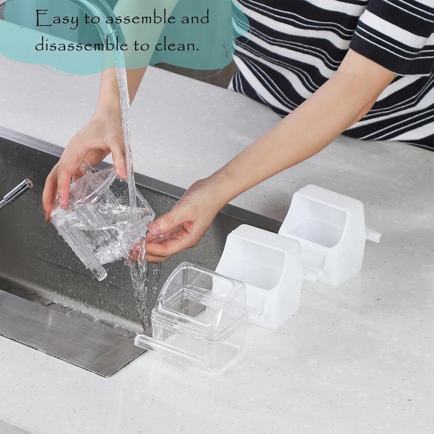 IBWell 2 Pack Clear Water Bowl and Food Container - Bird Cage Feeder W