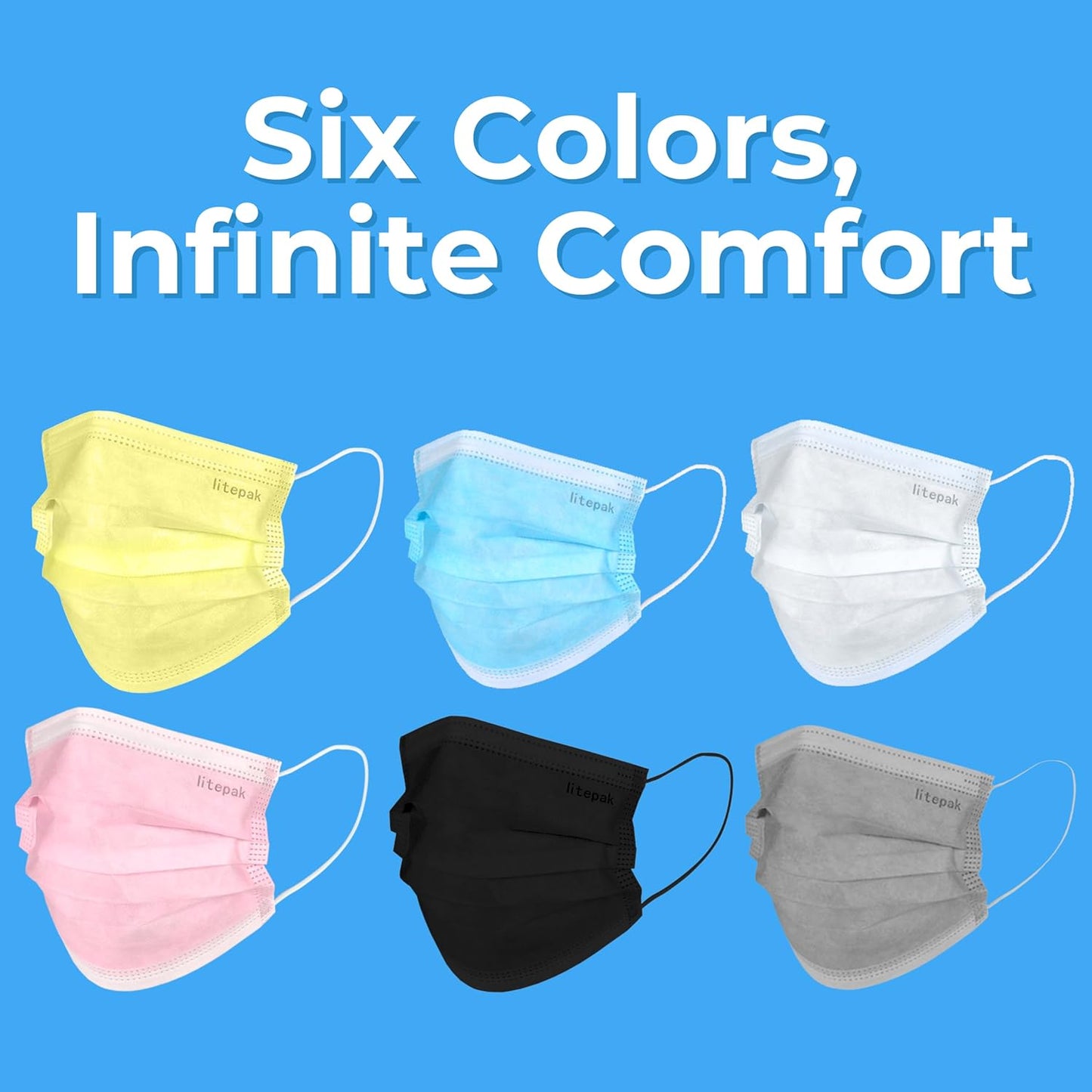 Litepak 125-Pack Disposable Face Mask Premium Comfort Earloops with Dispenser Box