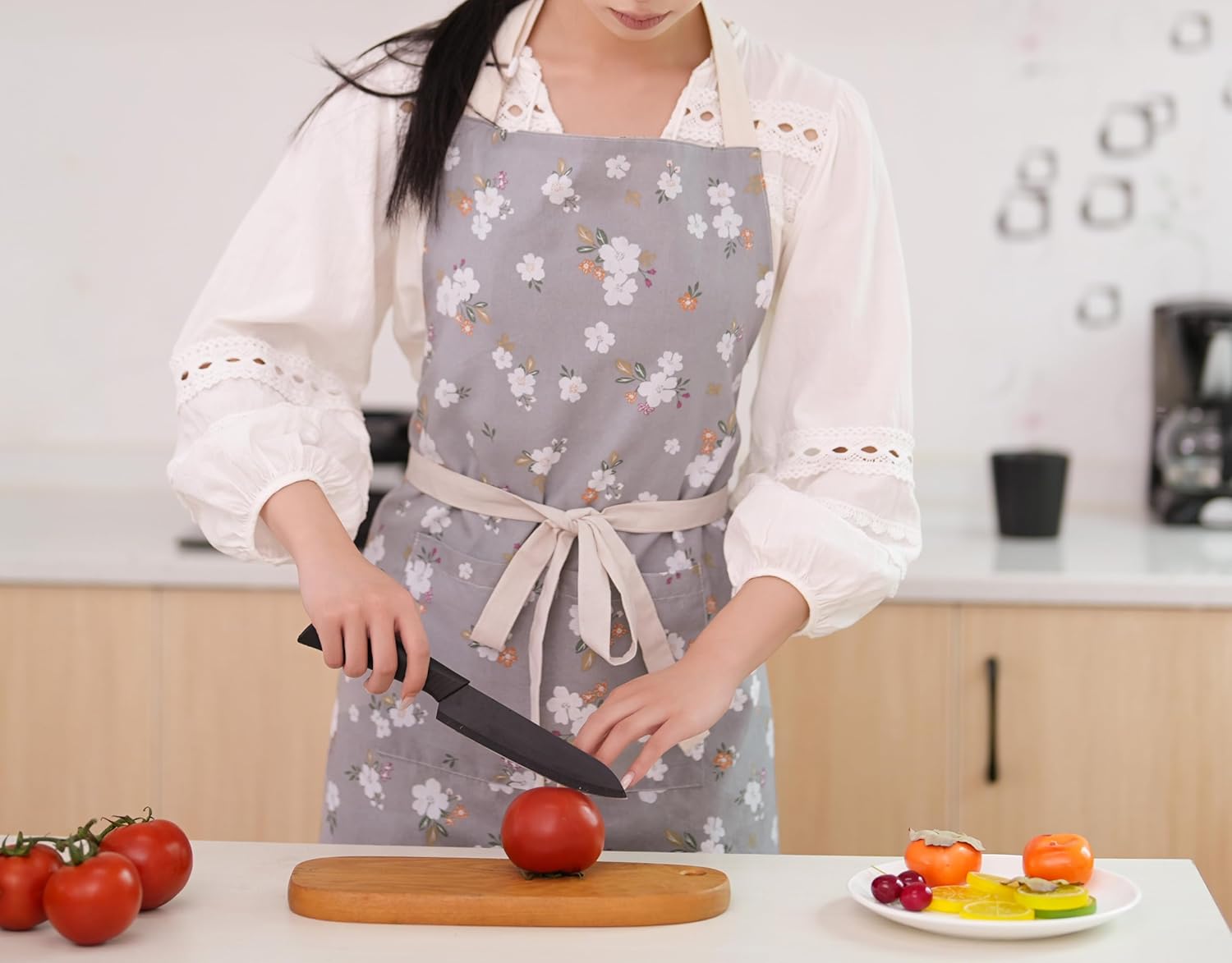 Kitchen Aprons for Women with 2 Pockets,Double Sided Vintage Adjustabl