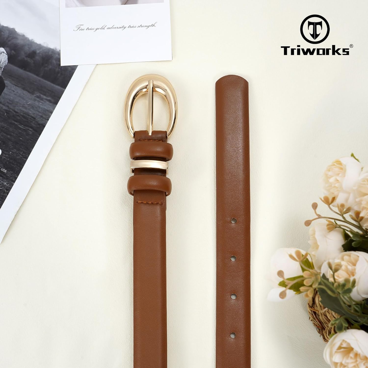 TRIWORKS 3 Pack Women Leather Belt for Jeans Pants Fashion Ladies Faux