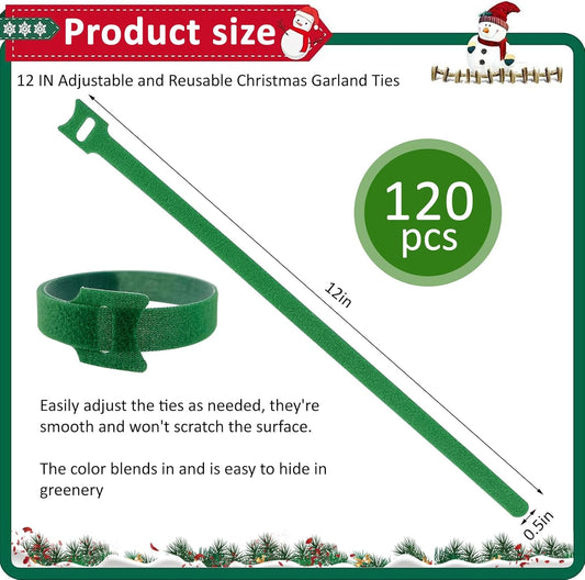 120 Pcs Hook＆Loop Garden Plant Cable Ties 12 Inch Adjustable Nylon Gar