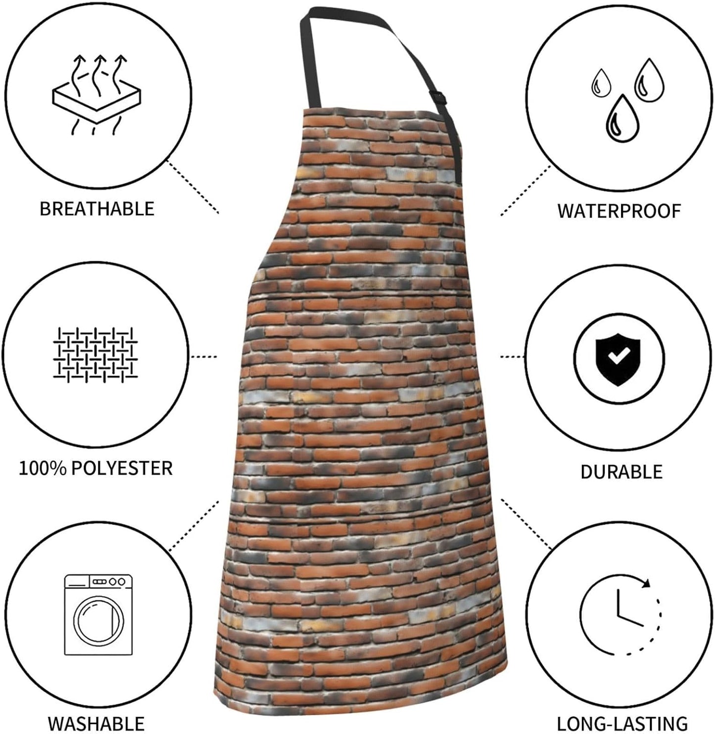 YANYU Old Brick Wall Print 28x33 In Kitchen Apron Stylish Chef Apron w