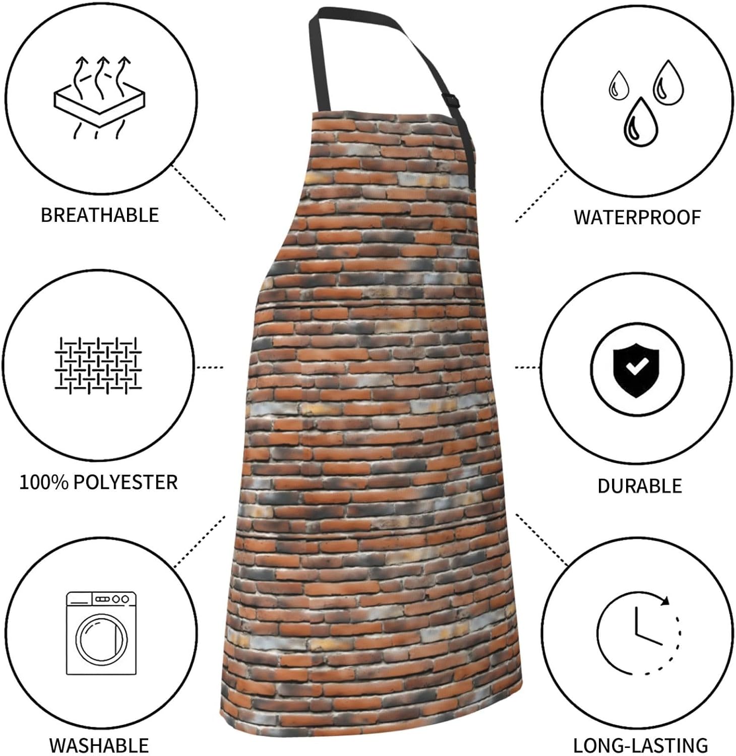 YANYU Old Brick Wall Print 28x33 In Kitchen Apron Stylish Chef Apron w