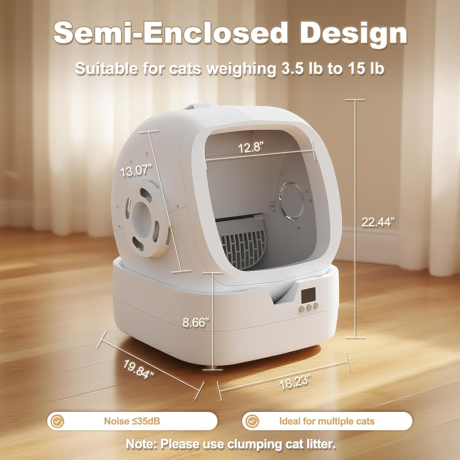 Automatic Cat Litter Box Self Cleaning - APP Control and Weight Monito