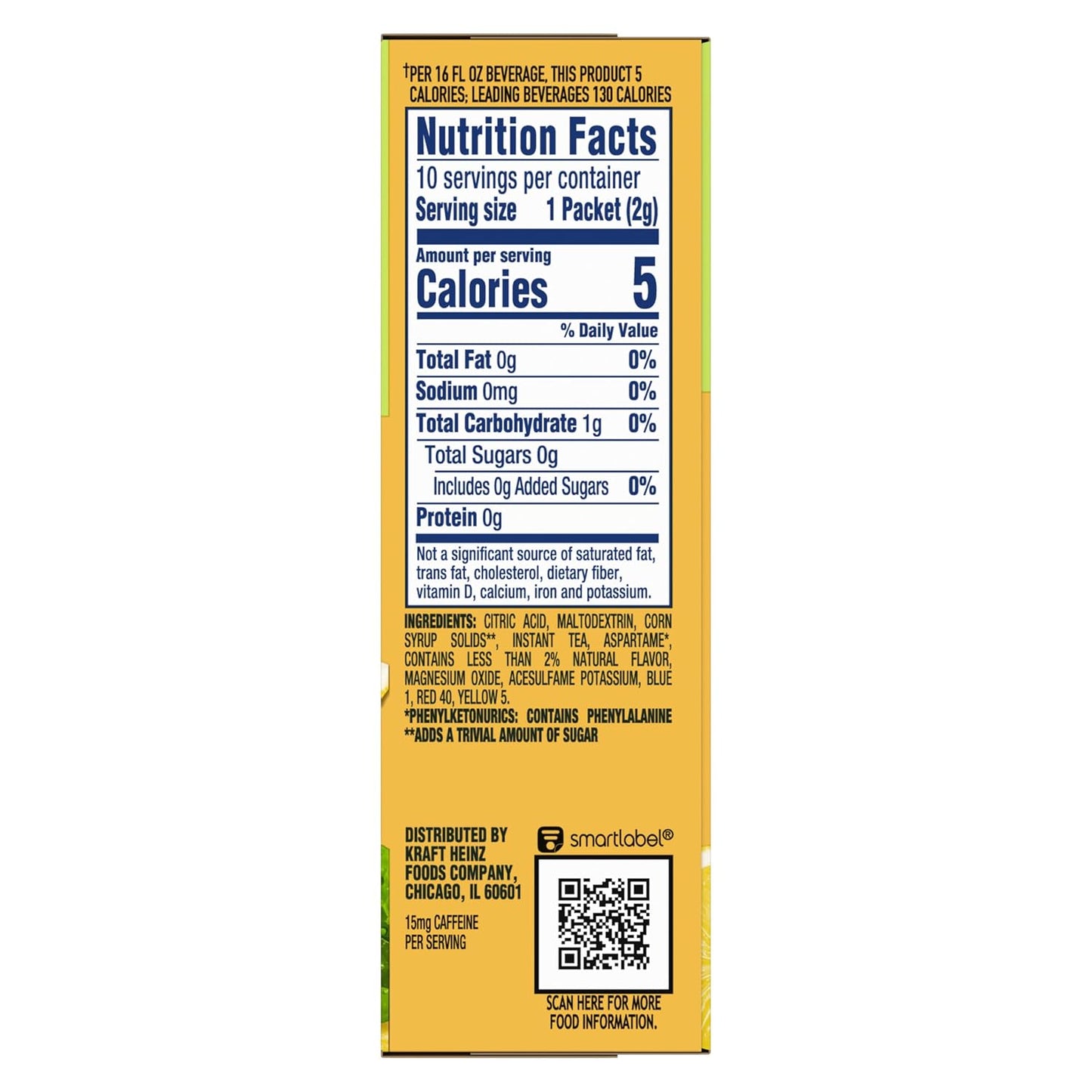 Crystal Light Lemon Iced Tea Naturally Flavored with other natural flavor Powdered Drink Mix, 120 ct Pack, 12 Boxes of 10 On-the-Go-Packets
