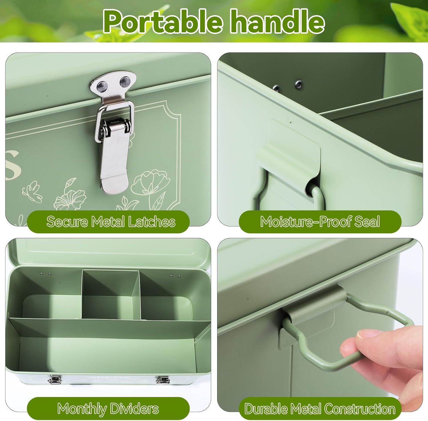 Pimoys Seed Storage Organizer, Metal Seed Saving Box with Lid, Seed Ba