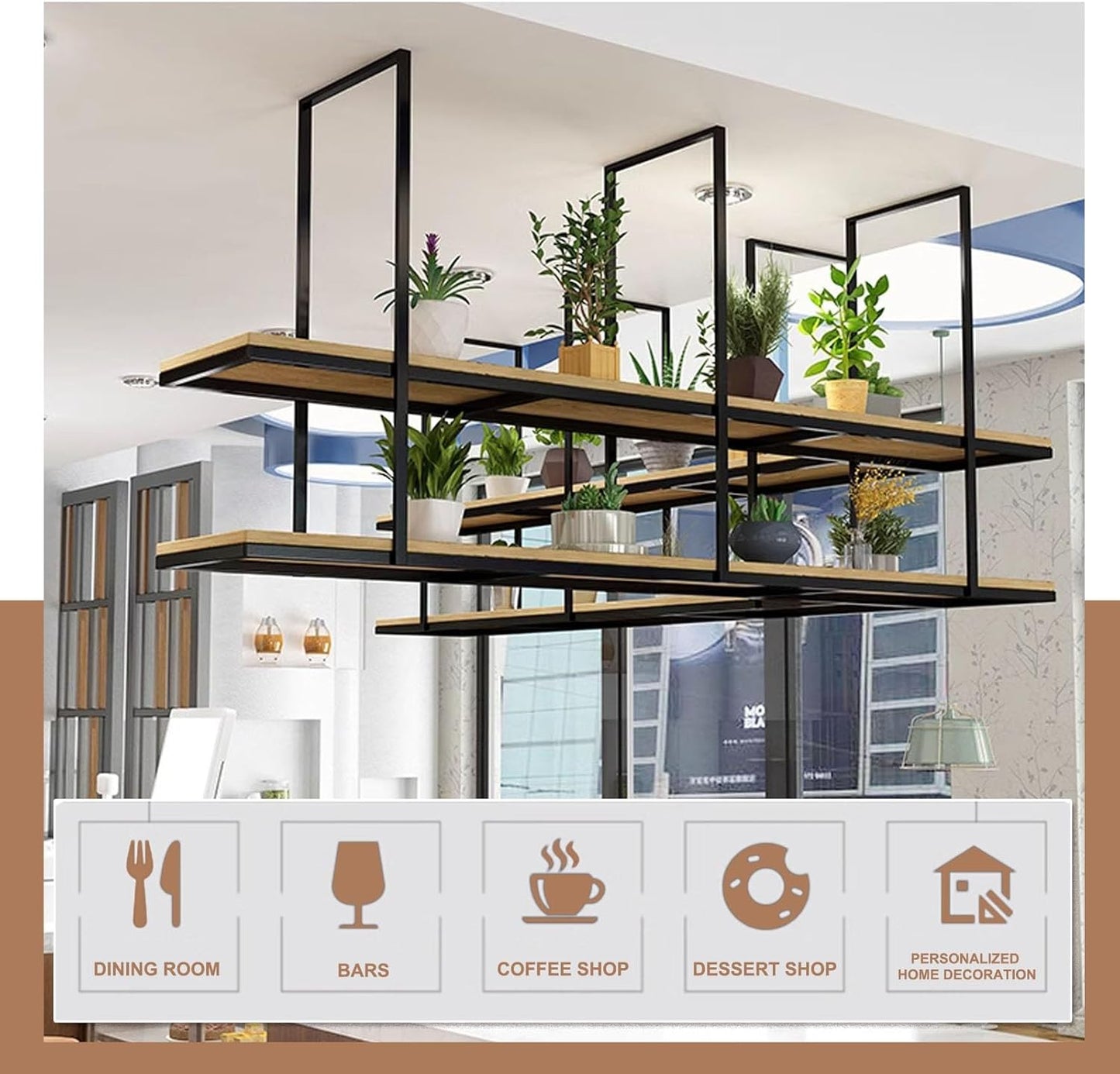 Floating Plant Shelf Wall Mounted Decorative Display Rack for Plants B