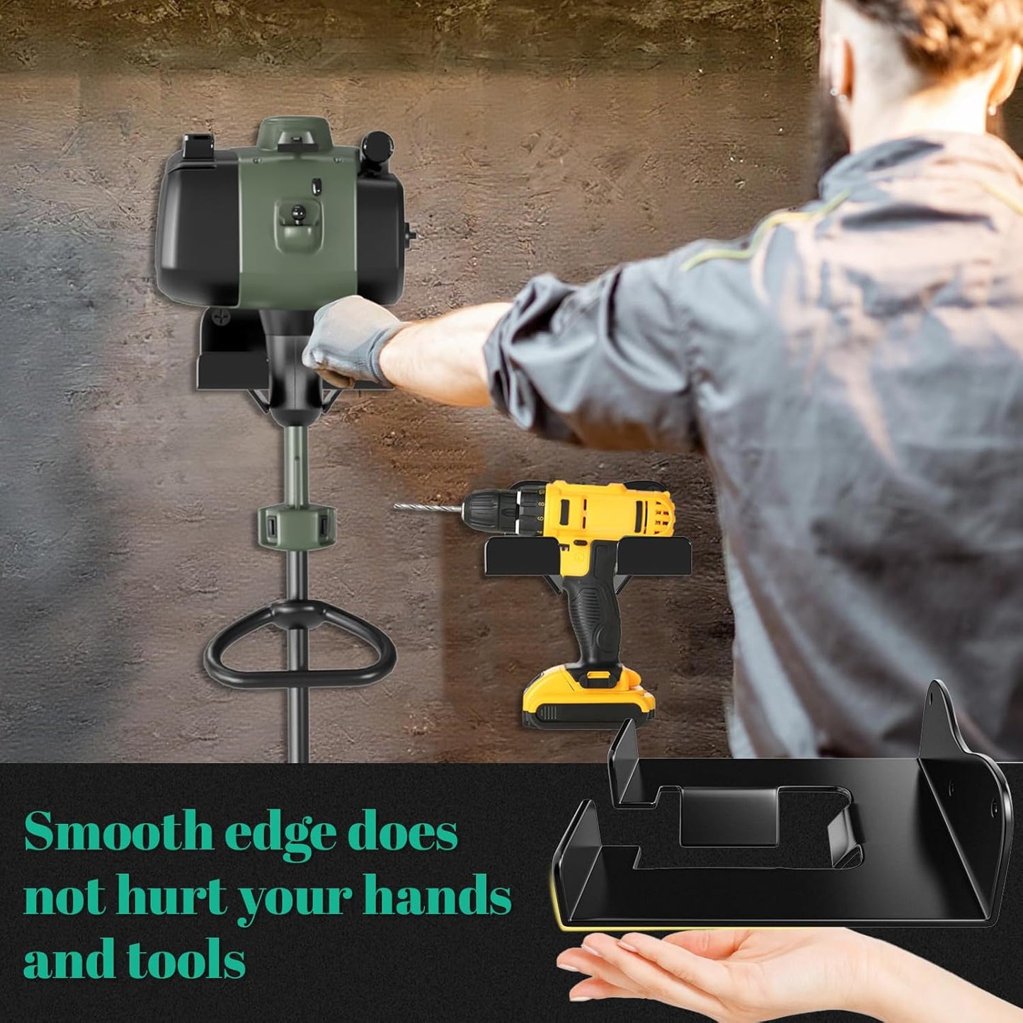 Weed Eater Hanger Garage Organizer Trimmer Rack, Weedeater Rack Wall Mount for Grass Trimmer, Garden Power Tool Holder Organizer for Grass Trimmer Hedge Trimmer (Black-2Pcs)