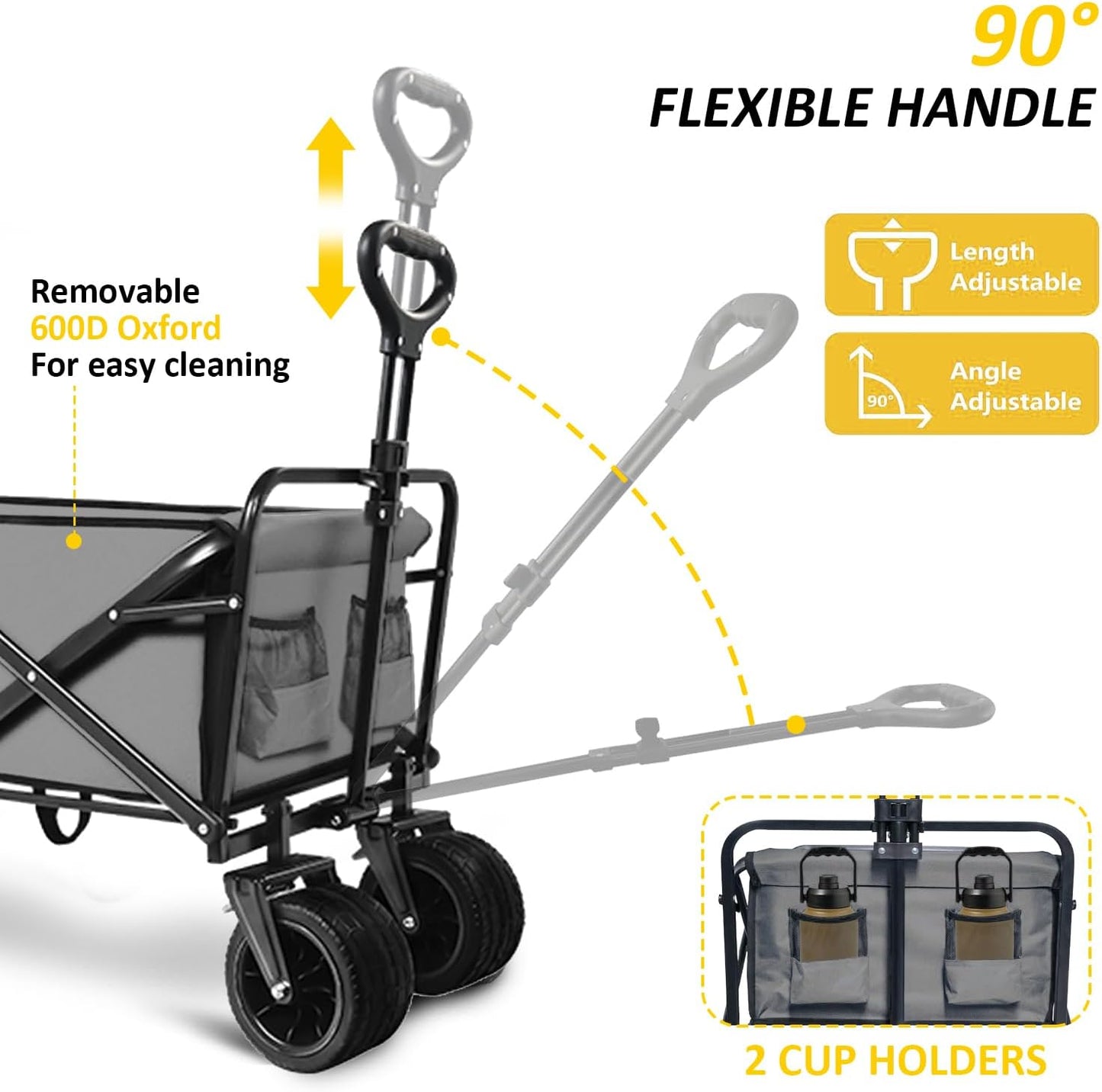 Heavy Duty Collapsible Wagon Cart with Wheels - Large Capacity Foldabl