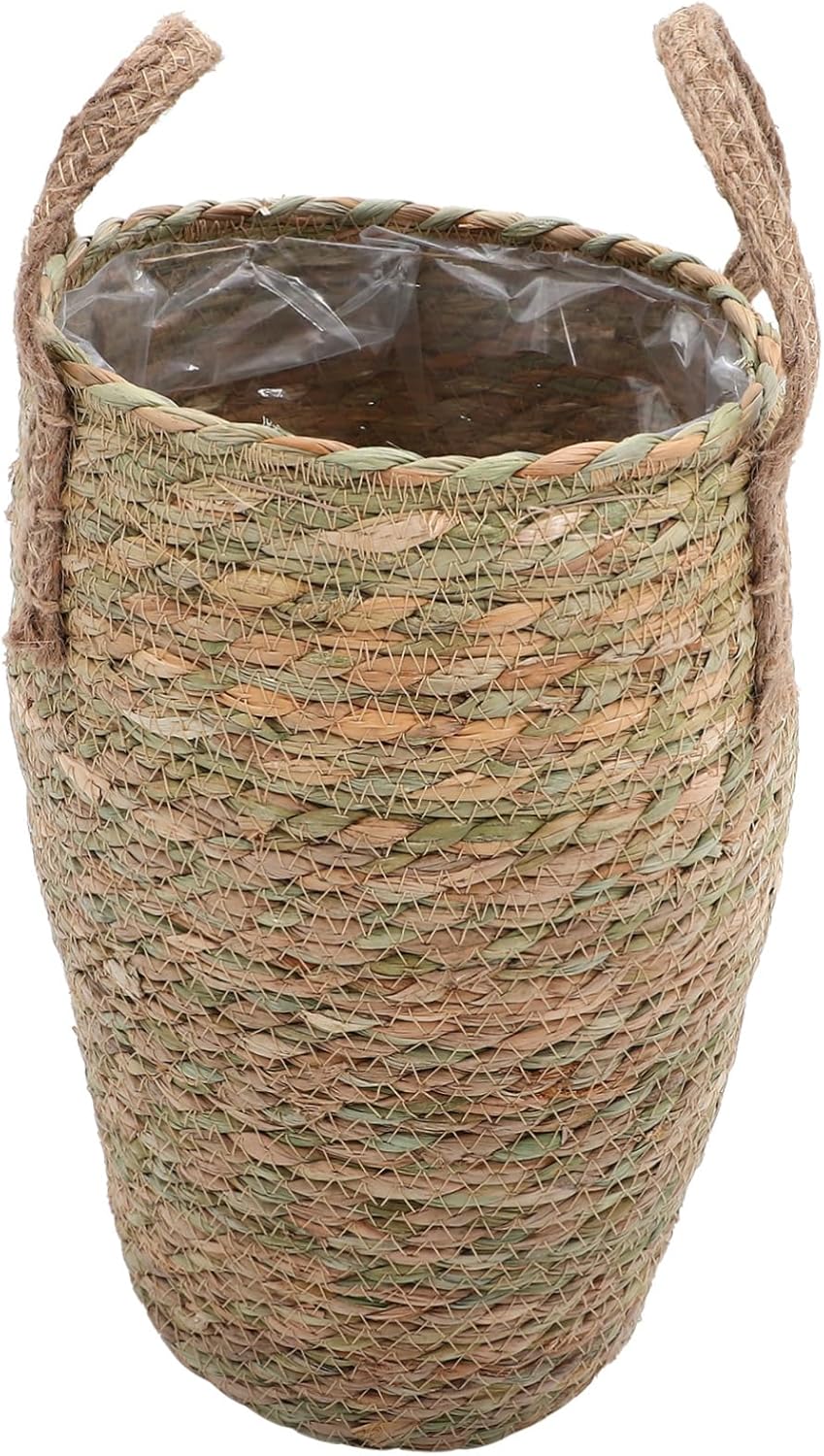 PRETYZOOM Handmade Flower Storage Basket Straw Weaving Plant Pots Indoor Decorative Woven Basket