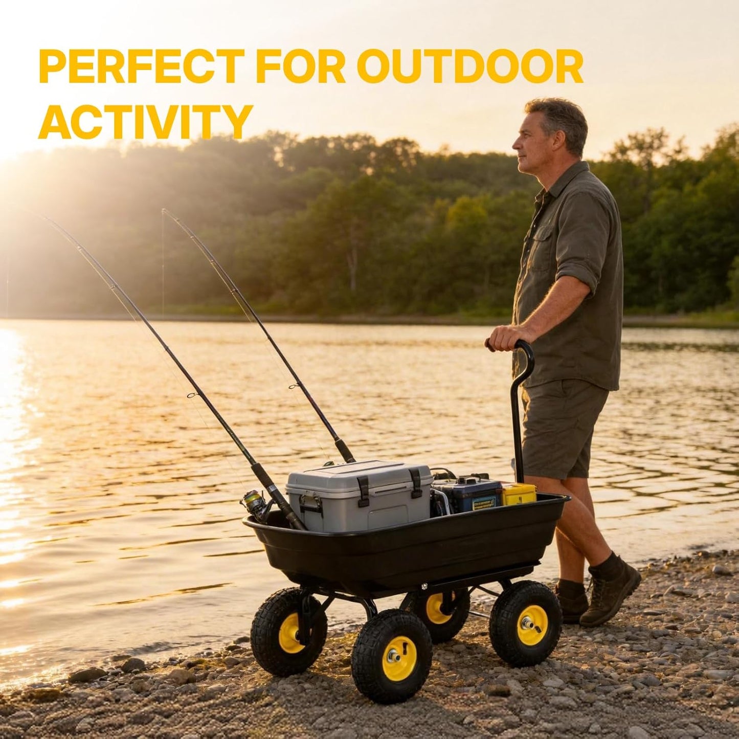 Heavy Duty Garden Dump Cart - 600lbs Load Capacity, 10" All-Terrain Wh