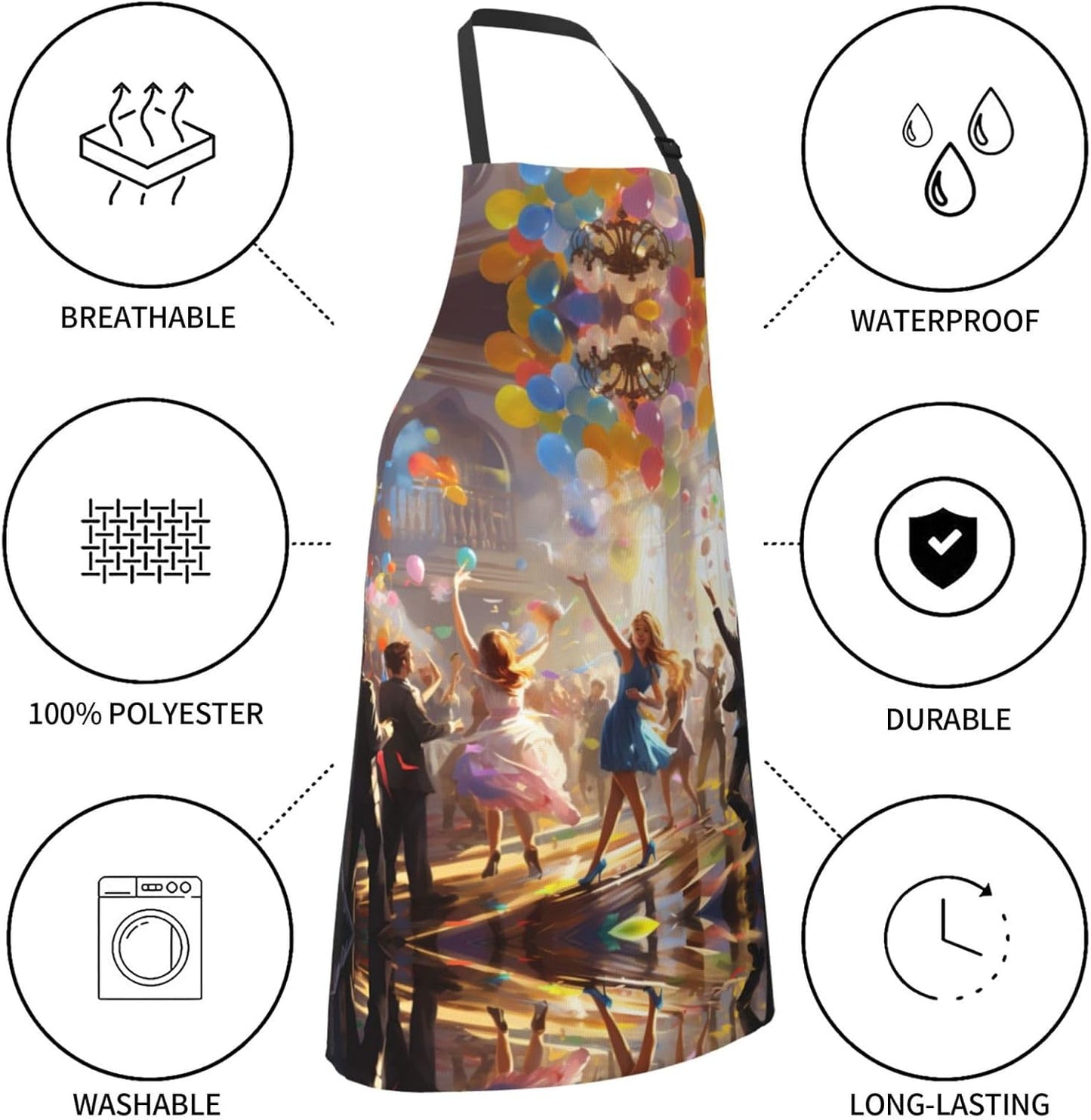 Tuesday Party print Waterproof apron with pocket adjustable cooking apron for adult kitchen bibs to bake