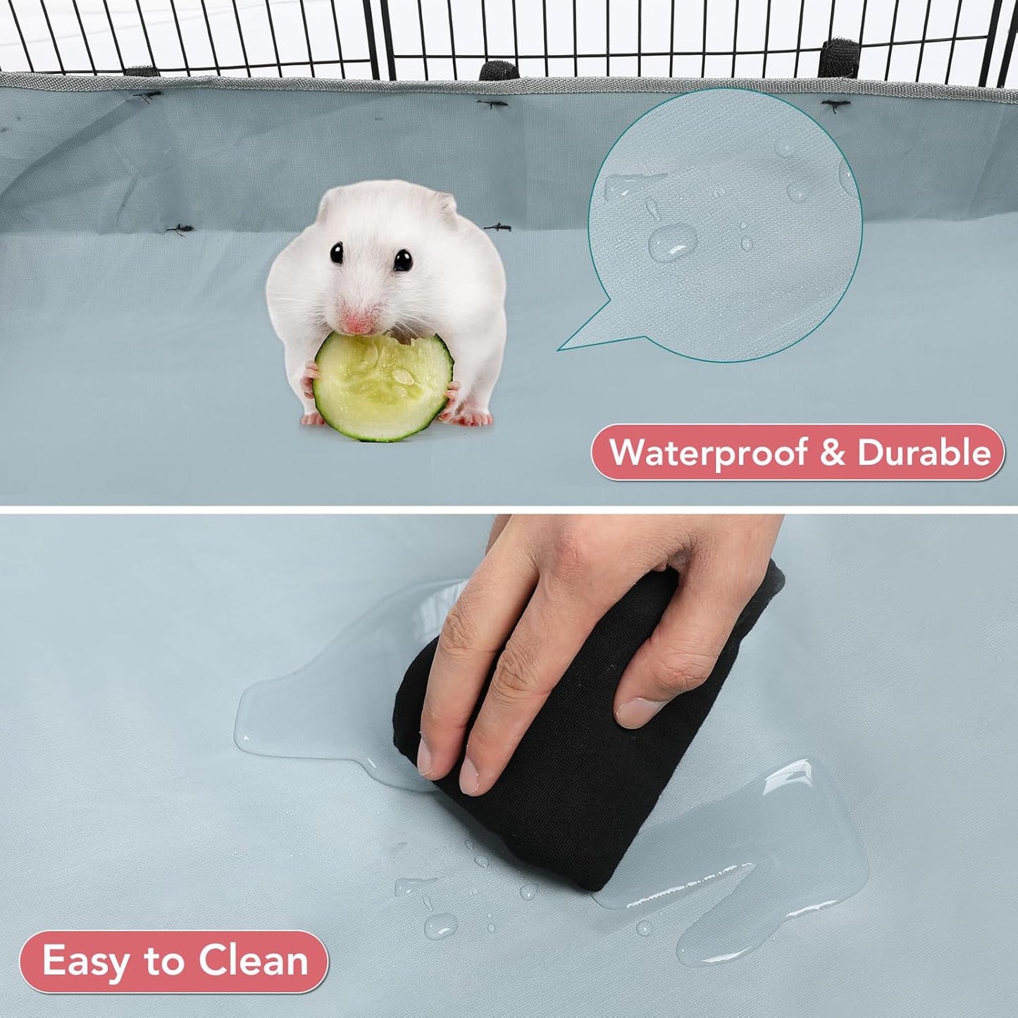 12 Panels Small Animal Playpen, 48" x 24" x 16" Pet Playpen with Water
