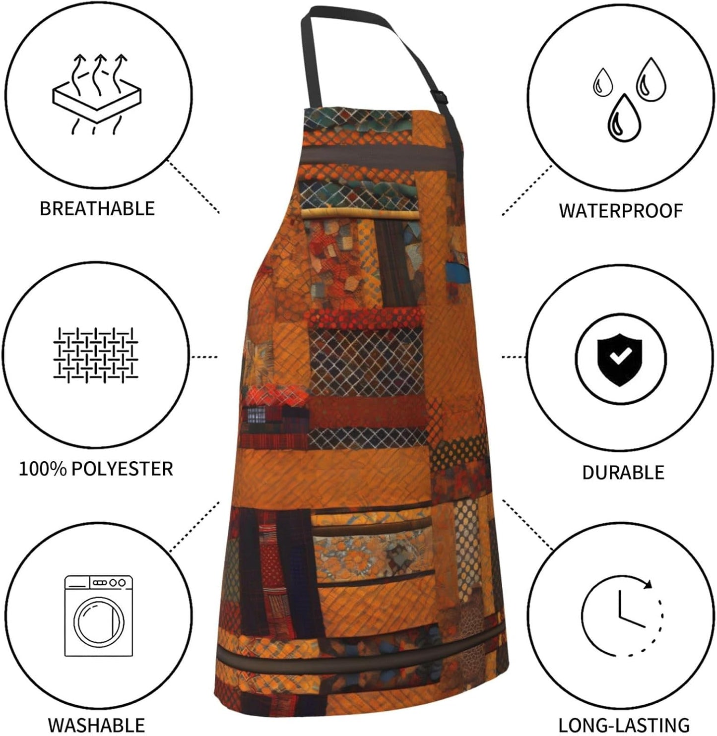 African Textile Patchwork Print Laundry apron 28x33 In Waterproof Kitc
