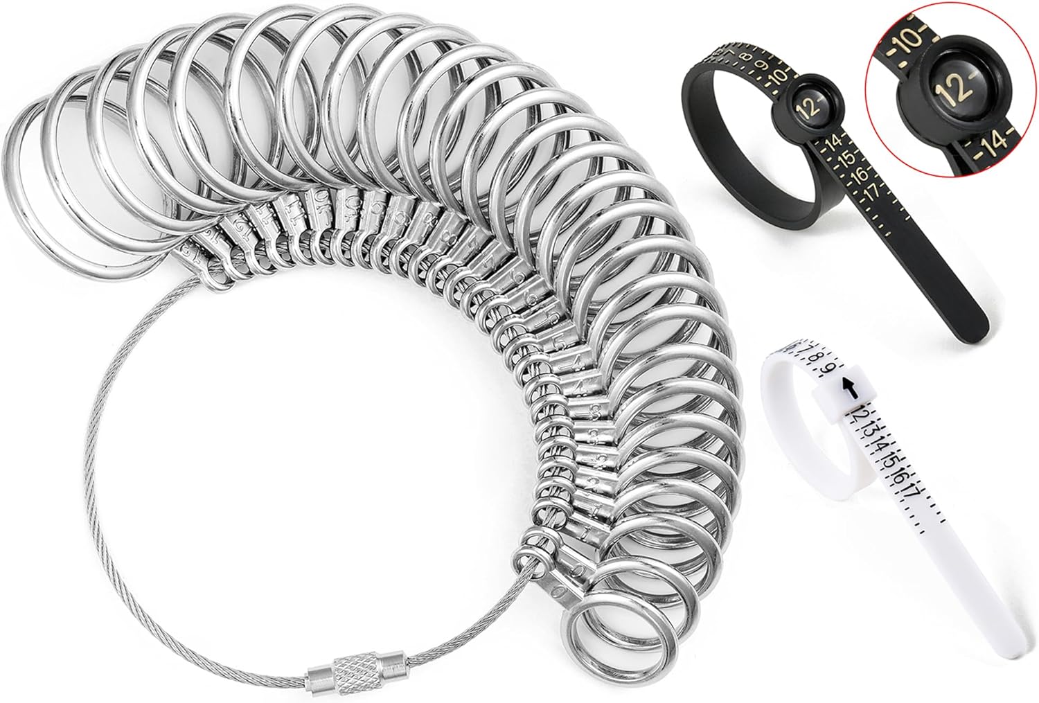 Bflaae Ring Sizer Measuring Tool Kit, 27 PCS Stainless Steel Measuring