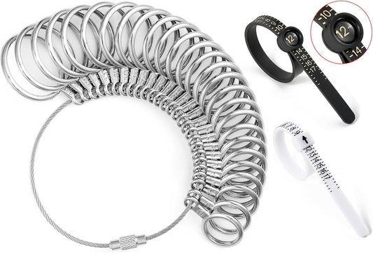 Bflaae Ring Sizer Measuring Tool Kit, 27 PCS Stainless Steel Measuring