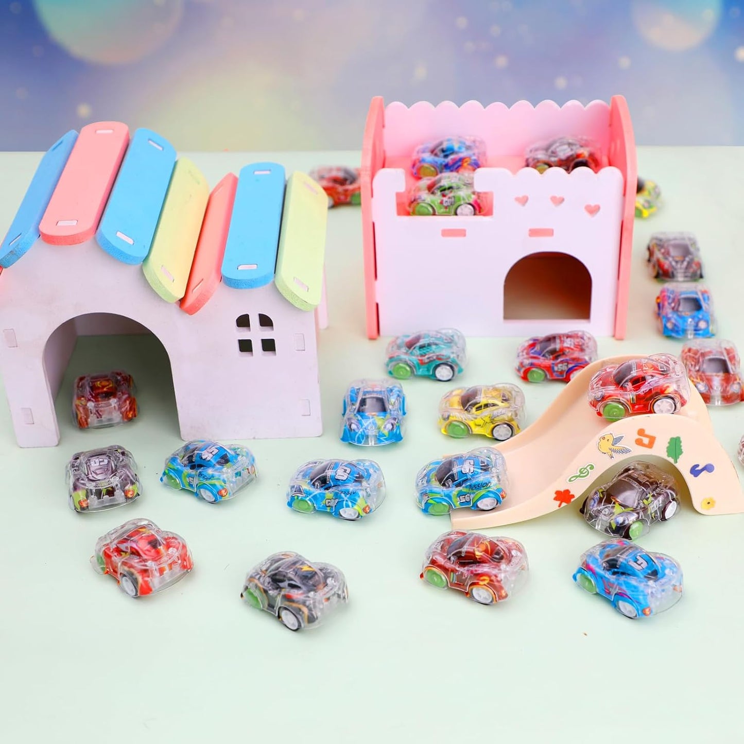 Worgree 50 Pcs Mini Pull Back Cars, Small Race Car Toys Bulk Party Fav