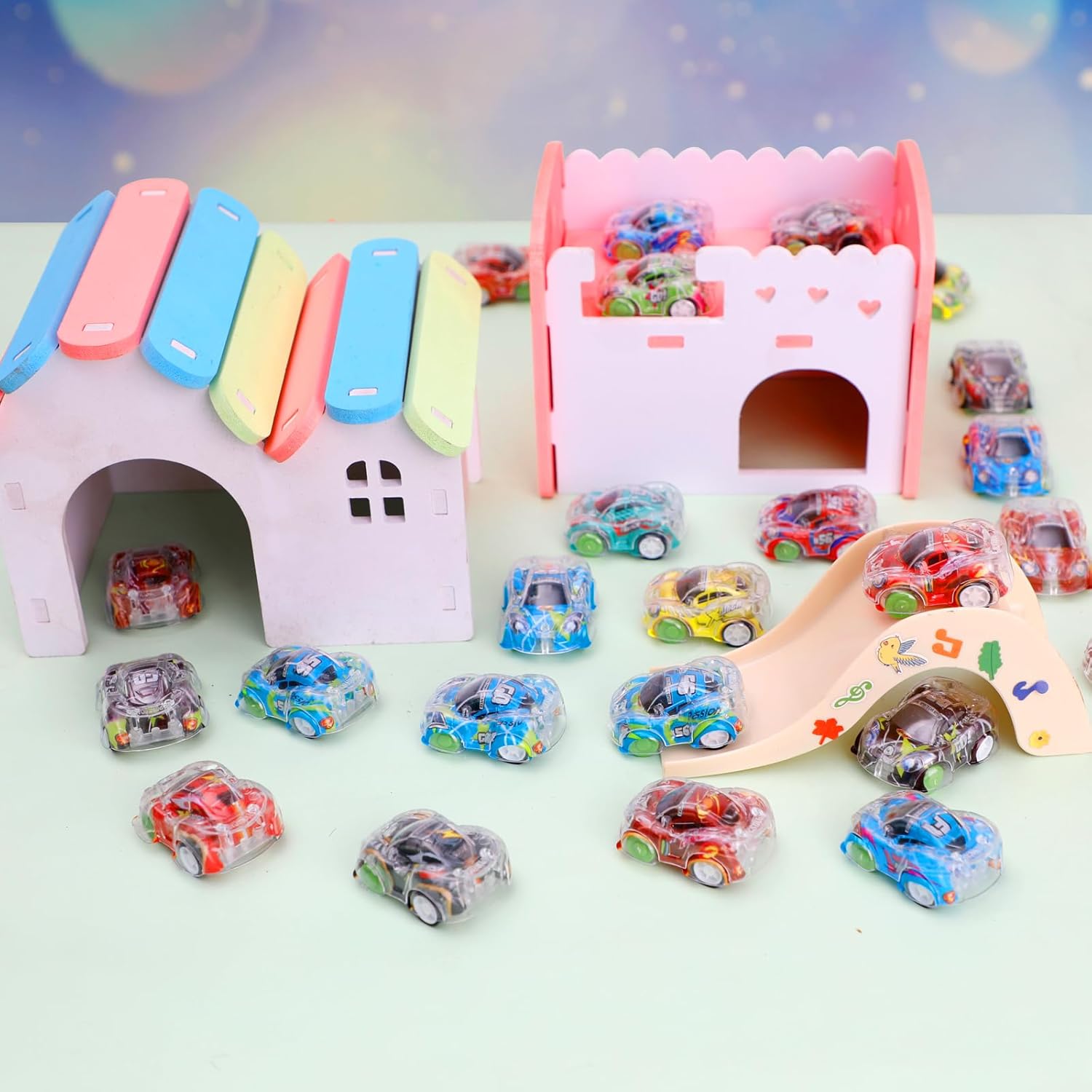Worgree 50 Pcs Mini Pull Back Cars, Small Race Car Toys Bulk Party Fav