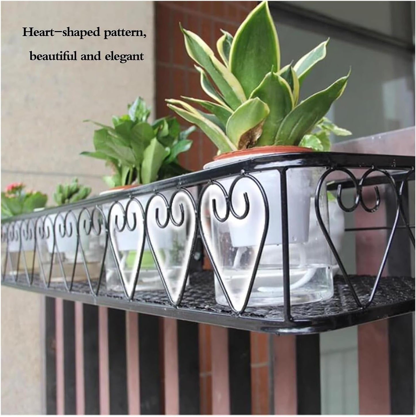 Black and White Railing Planter - Iron Hanging Flower Pot for Balcony,