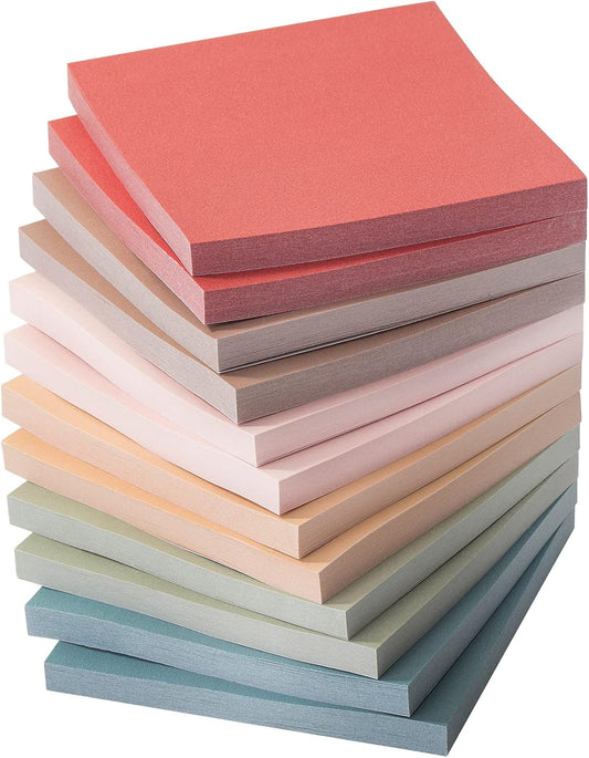 Mr. Pen- Sticky Notes, 3"x3", 12 Pads, Vintage Colors, Self-Stick Pads