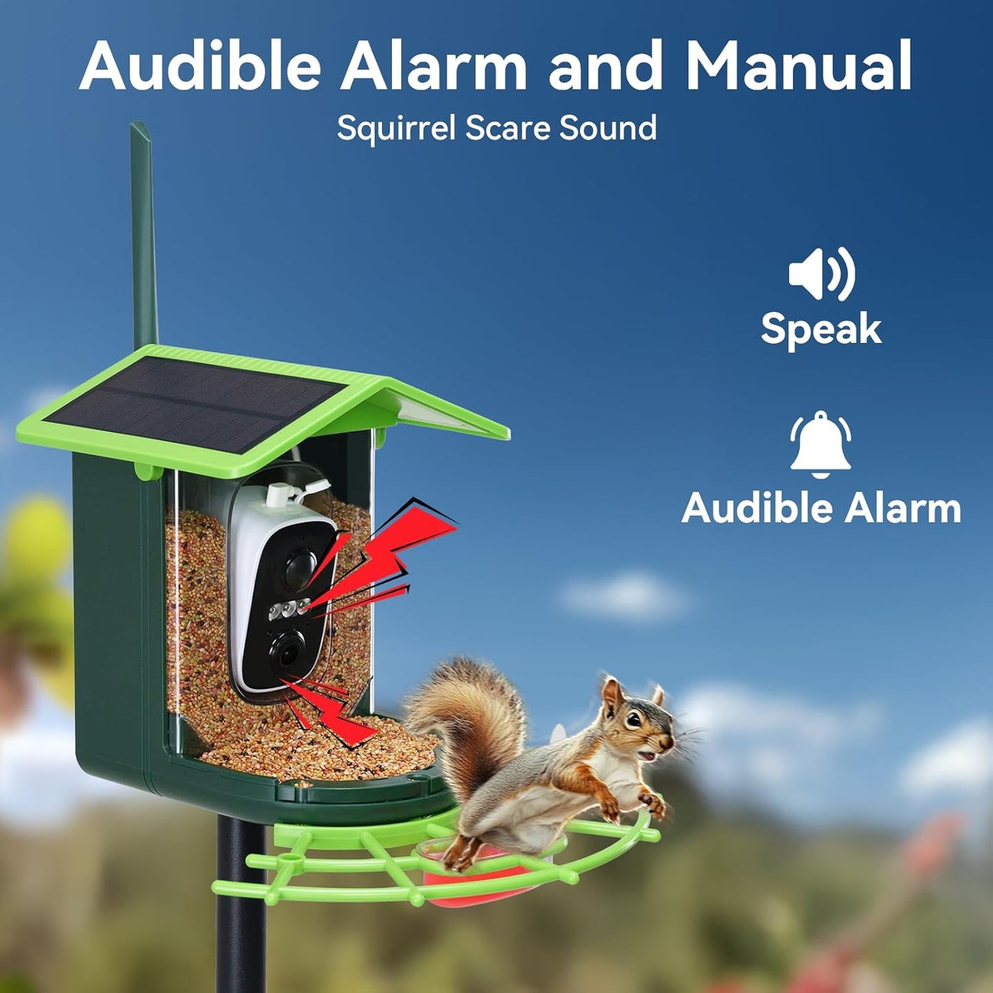 Bird Feeder with Camera and 75 Inch Pole&32GB SD Card, AI Birds Specie