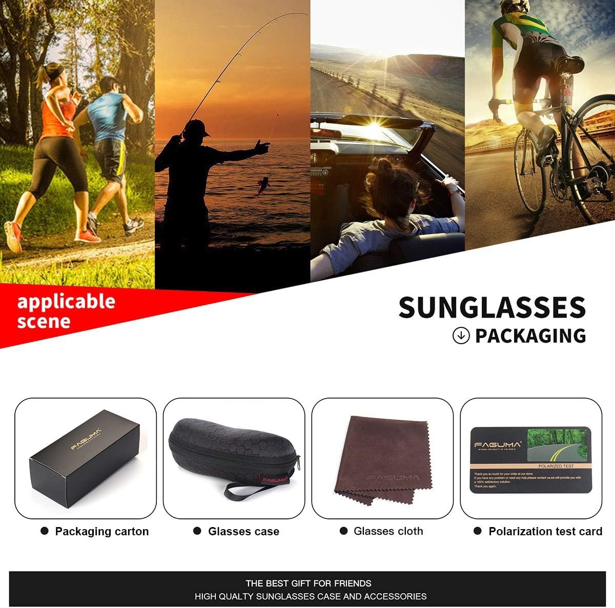 FAGUMA Polarized Sports Sunglasses For Men Cycling Driving Fishing UV4