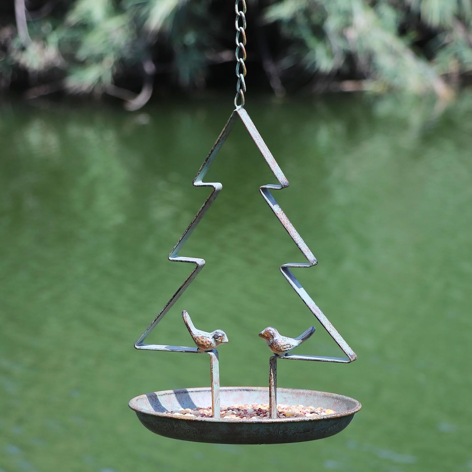 Christmas Tree Hanging Bird Feeders for Outdoors, Seed Tray for Metal 