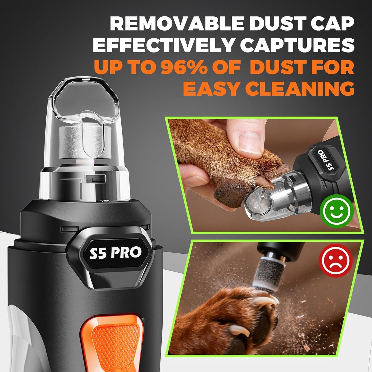 Whisper Quiet Dog Nail Grinder with LED Light, Safe & Stress-Free for 