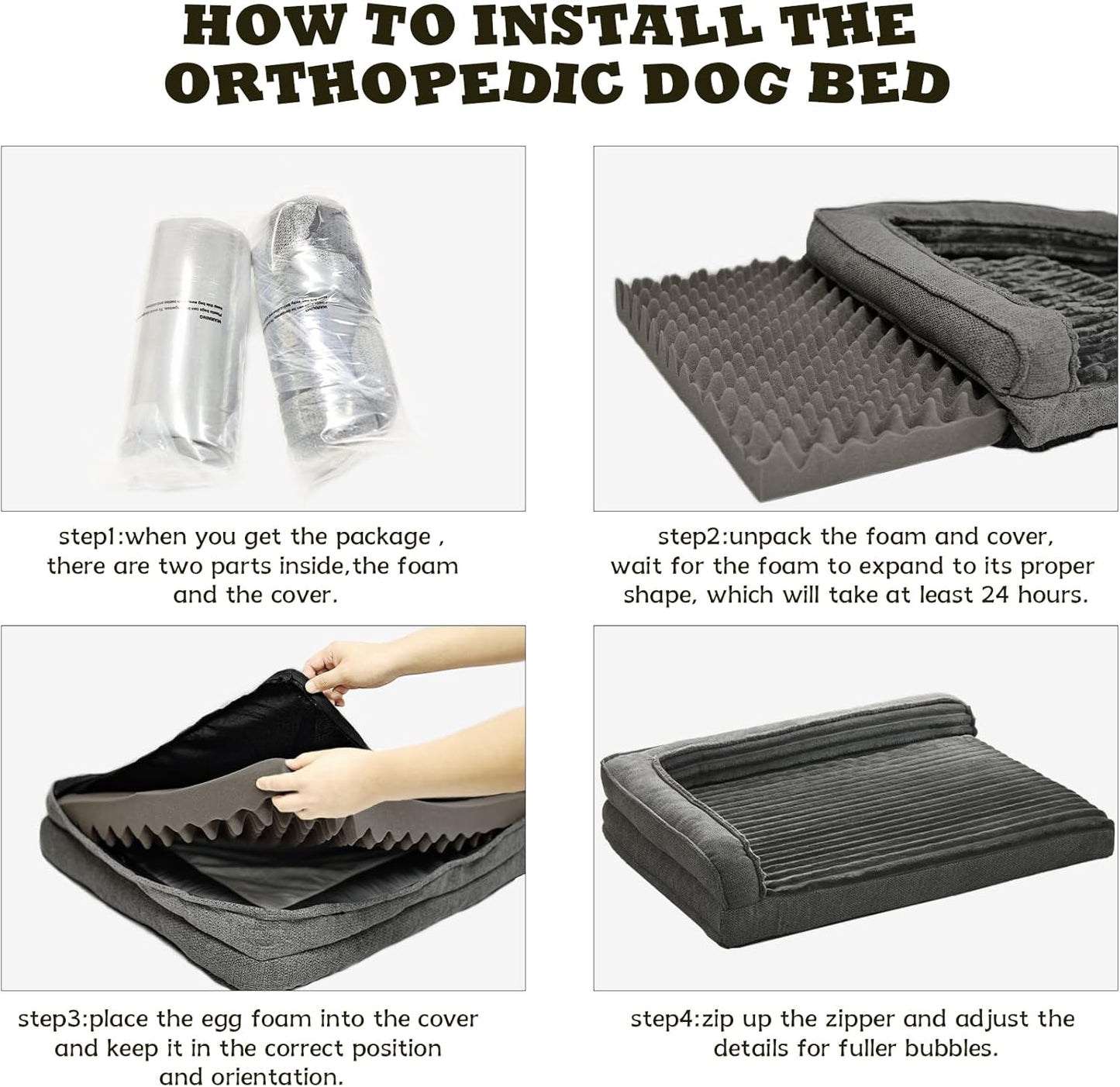 WINDRACING Orthopedic Dog Beds for Large Dogs, XLarge Waterproof Dog B
