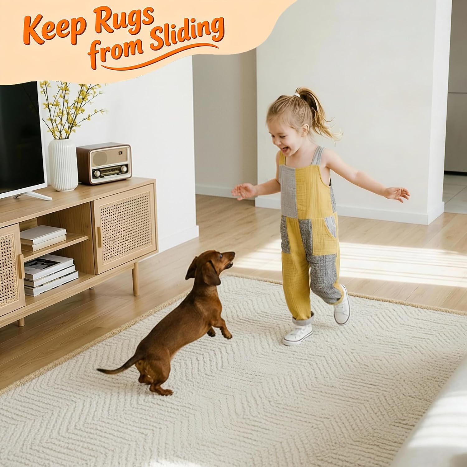 Songrey Rug Tape Rug Corner Grippers 8PCS, Reusable Double-Sided Carpe
