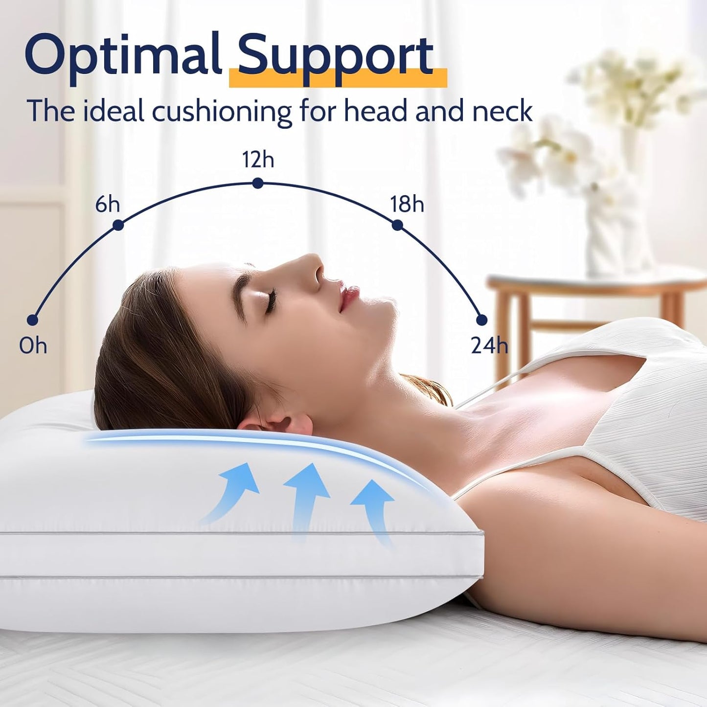 Pillows King Size Set of 2, Gusseted Bed Pillows for Sleeping 2 Pack, Luxury Hotel Quality, Supportive King Pillow with Soft Down Alternative for Back Stomach Side Sleepers,Machine Washable