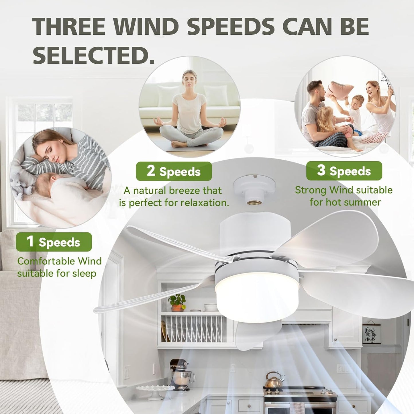 Socket Breeze Socket Fan Light with Remote Control, Portable Small Ceiling Fans with Lights for Bedroom, Kitchen, Living Room, with Dimming Function, 1000 Lumens, Screws into E26/E27