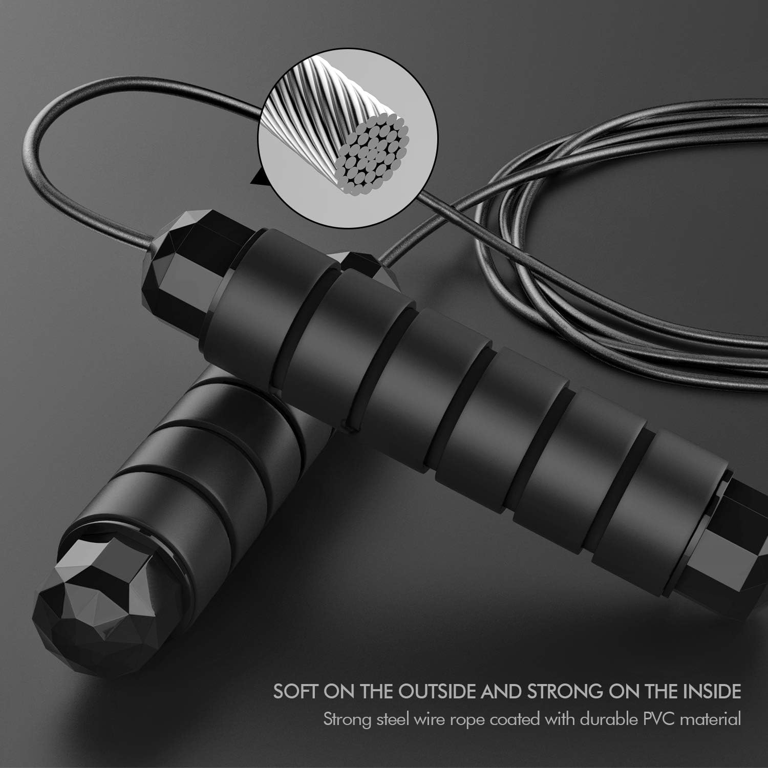 Jump Rope, Tangle-Free Rapid Speed Jumping Rope Cable with Ball Bearin