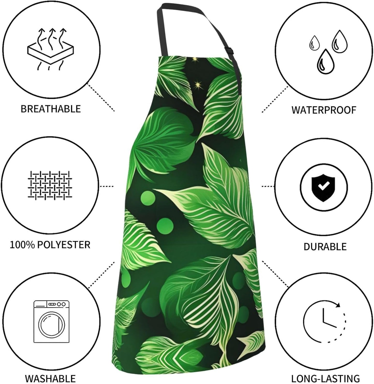 St Patricks Day Leaves print Waterproof chef's apron with pocket apron for kitchen cooking baking barbecue and gardening