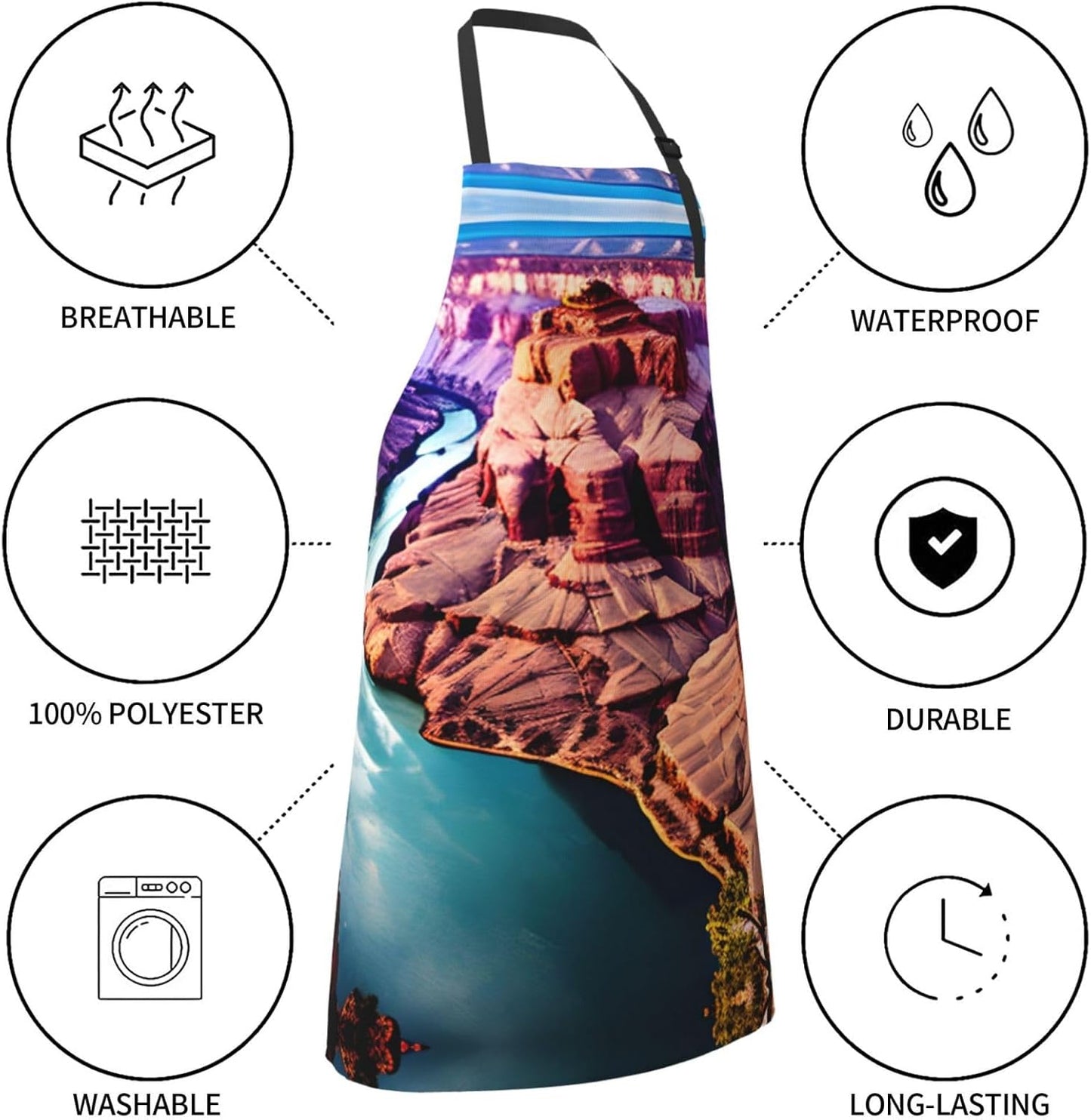 Beauty Grand Canyon print Waterproof chef's apron with pocket apron for kitchen cooking baking barbecue and gardening