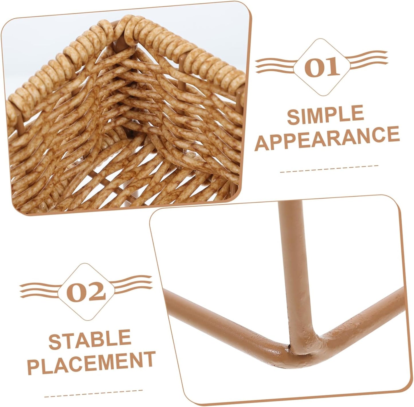 Wicker Plant Stand for Indoor and Outdoor Use Imitation Bamboo Flower Pot Display Rack Decorative Storage Shelf for Greenery 1-Tier Design