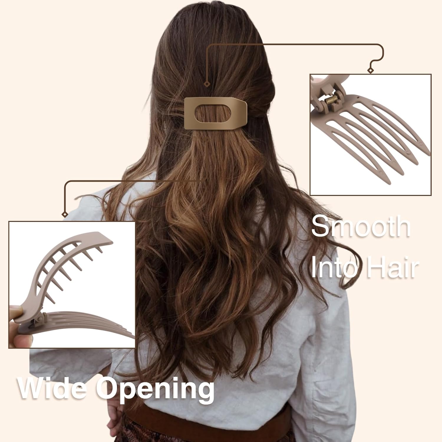 8 Pack Flat Hair Clips for Women – Large Matte Rectangle No-Slip Claw 