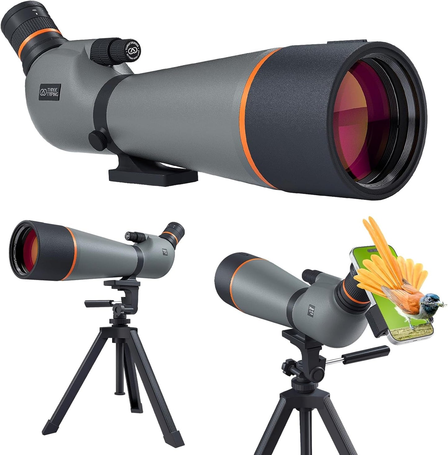Spotting Scope 25-75x85, Dual Focusing Spotting Scopes with BAK4 Prism & FMC Lens, Tripod, Phone Adapter and Carrying Case, Spotter Scope for targeting, Bird Watching, Wildlife