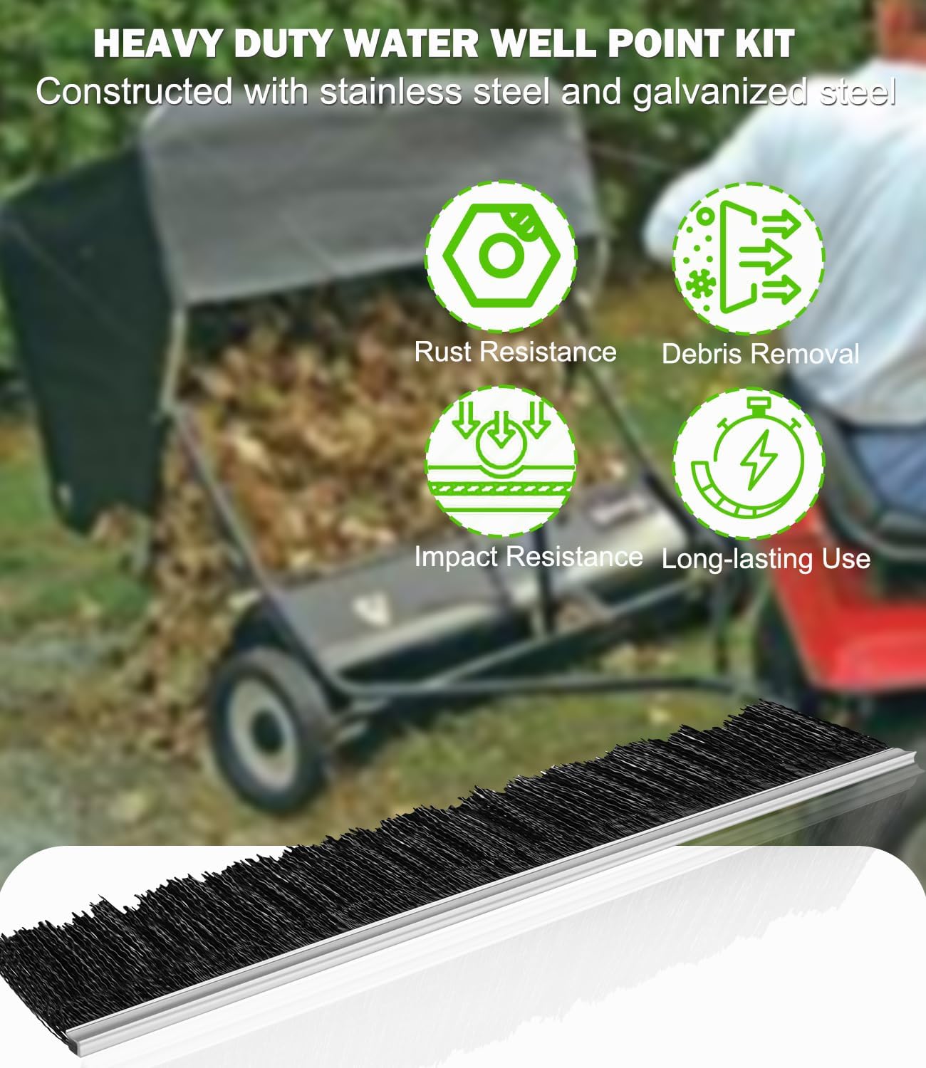 Bonbo 4-Pack 21-3/4" Brush for Craftsman Agri-Fab 42" Tow Behind Lawn & Leaf Sweeper, 46780