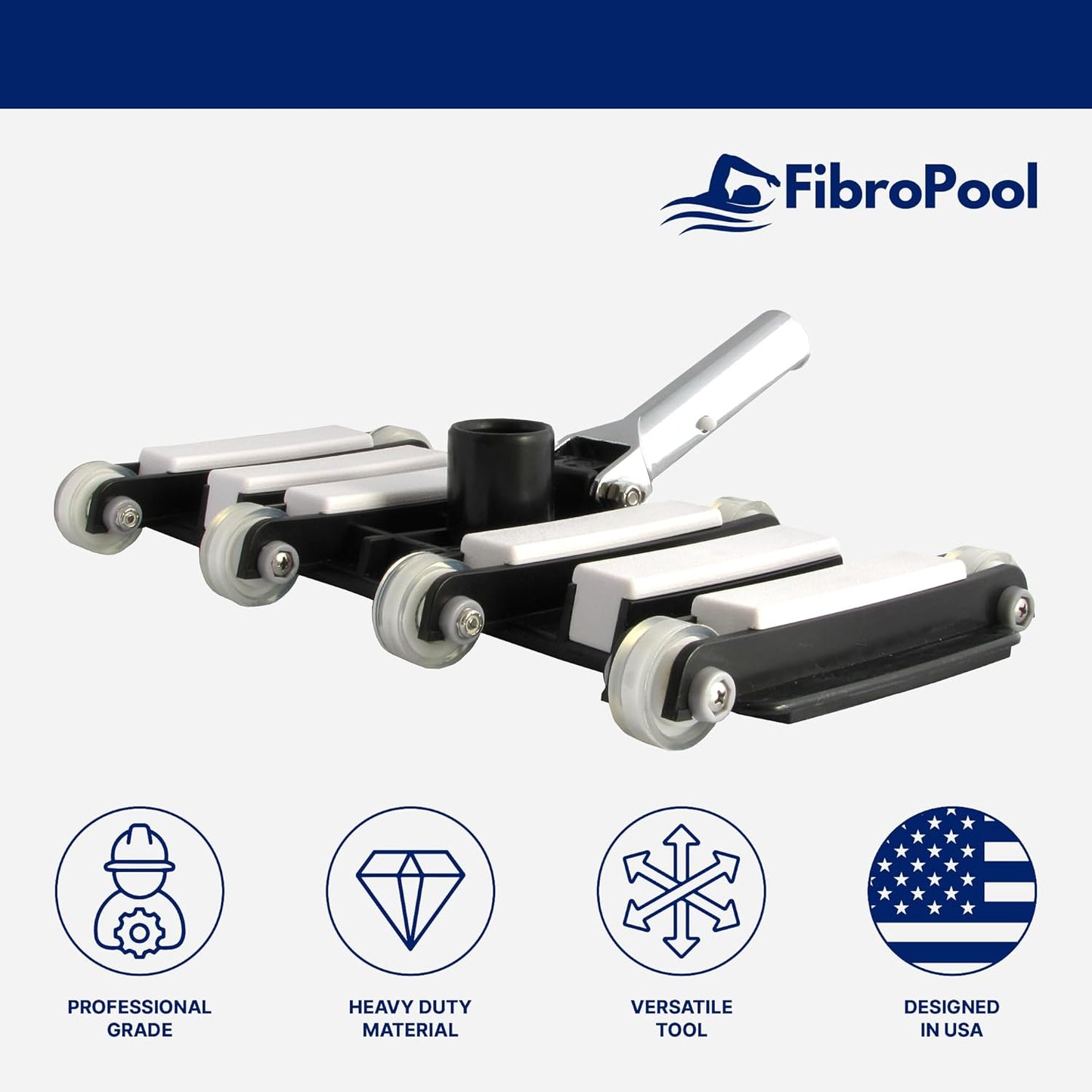 FibroPool Professional-Grade Flexible Pool Vacuum Head - Extra-Wide, W
