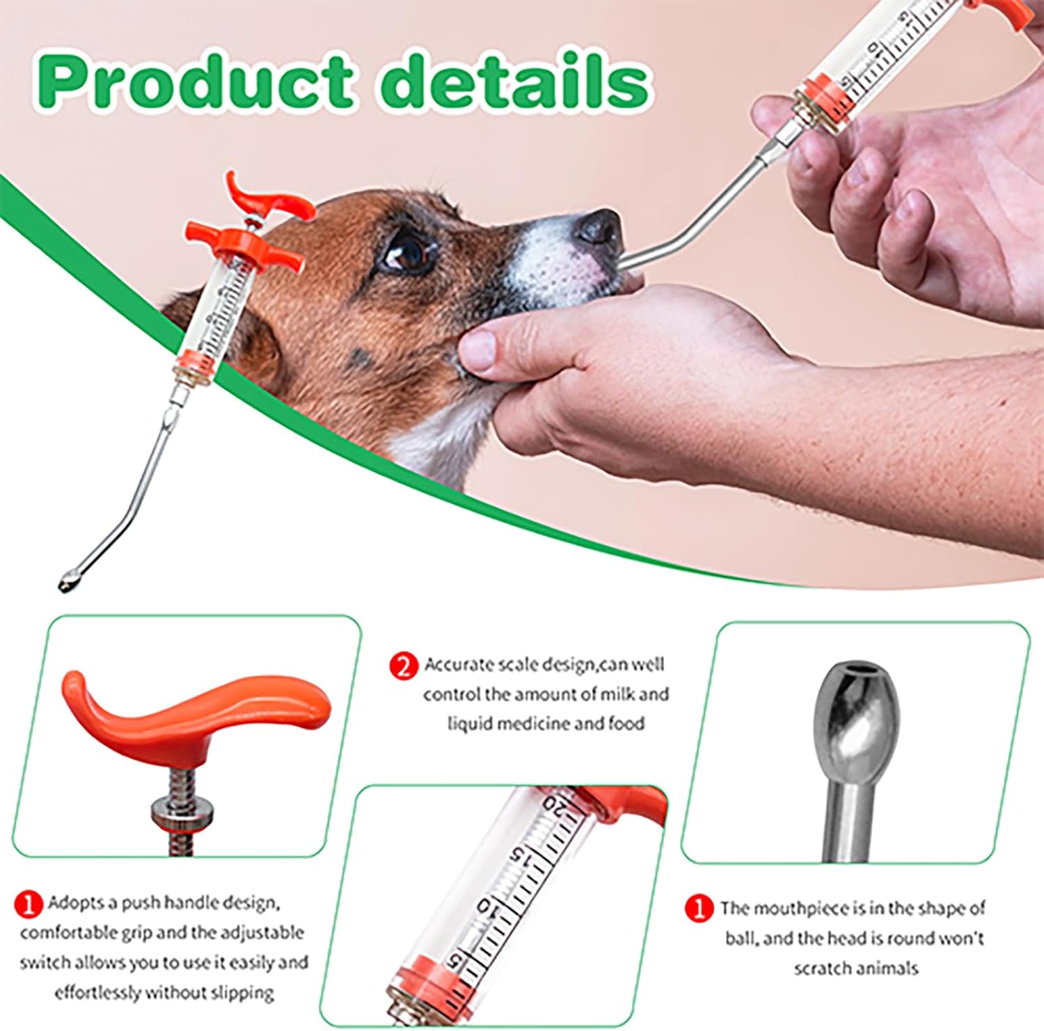 2 Pieces Goat Syringe with 4 Drench Nozzle Adjustable Dosage ,Reusable