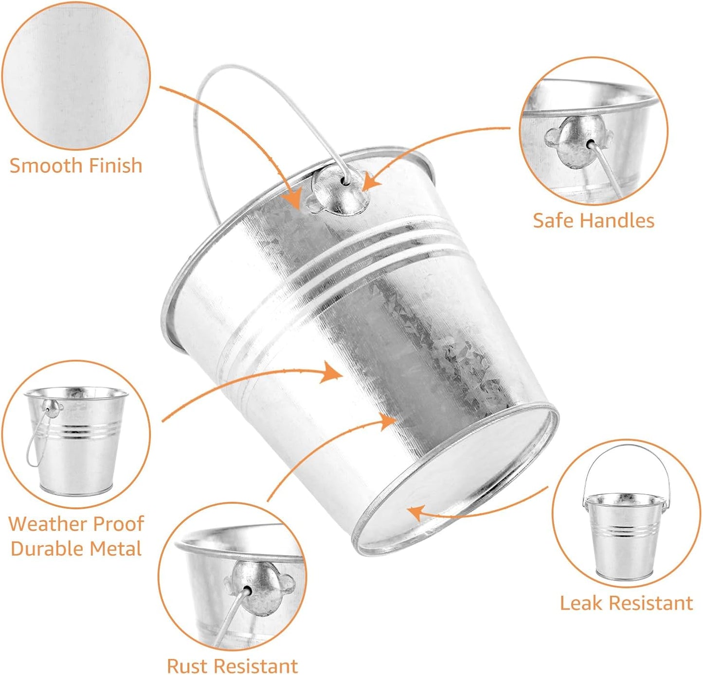 12PCS 4Inch Galvanized Buckets Small Galvanized Metal Buckets with Handles Galvanized Metal Flower Pot Planters Small Metal Ice Pails for Home Decor, Wedding Decorations