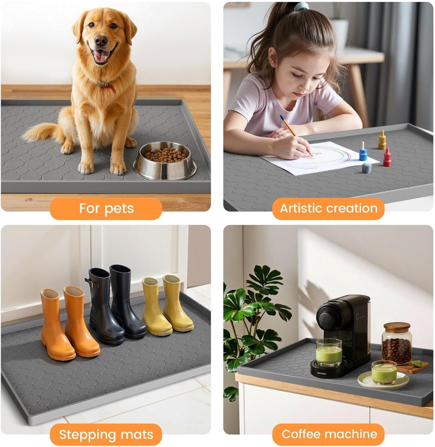 Jin&Bao Waterproof Under Sink Mat 34" x 22", Thick Silicone Mat Cabine