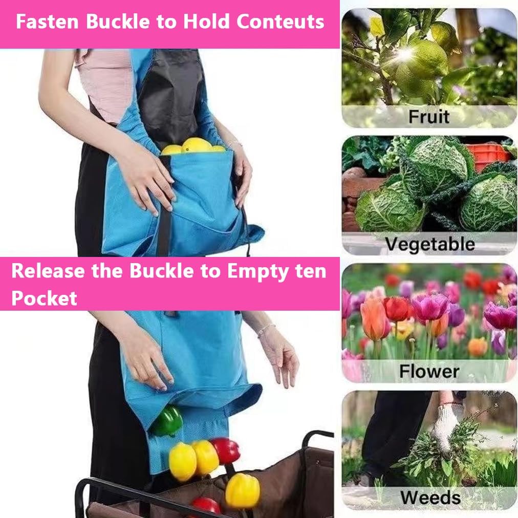 VZA Quick-Unload Harvesting Apron,Gardening for Fruit Picking, Farm Wo
