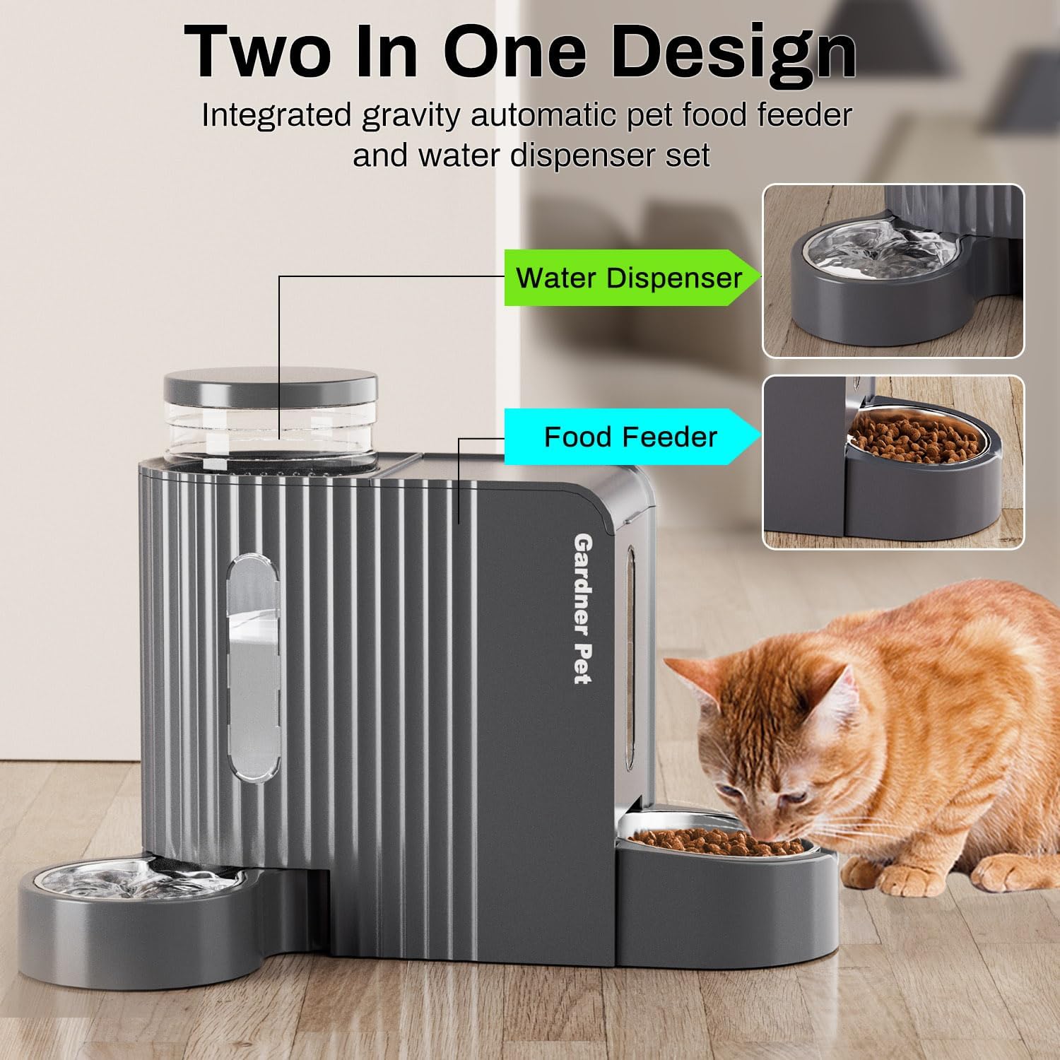 Gardner Pet Automatic Gravity Cat Food Feeder and Water Dispenser Stai