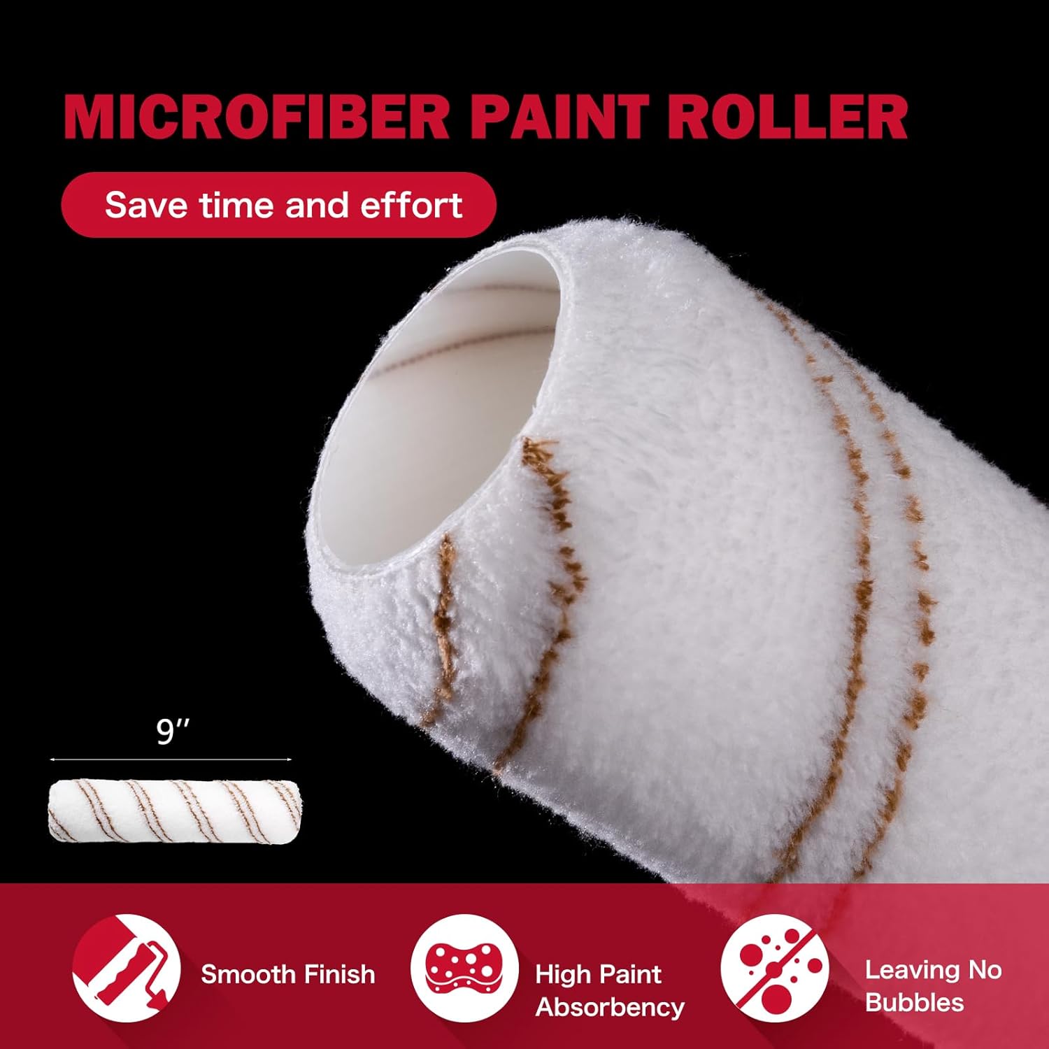 Mister Rui 9" Paint Roller Kit, 20 Piece Paint Brush and Roller Set, 4