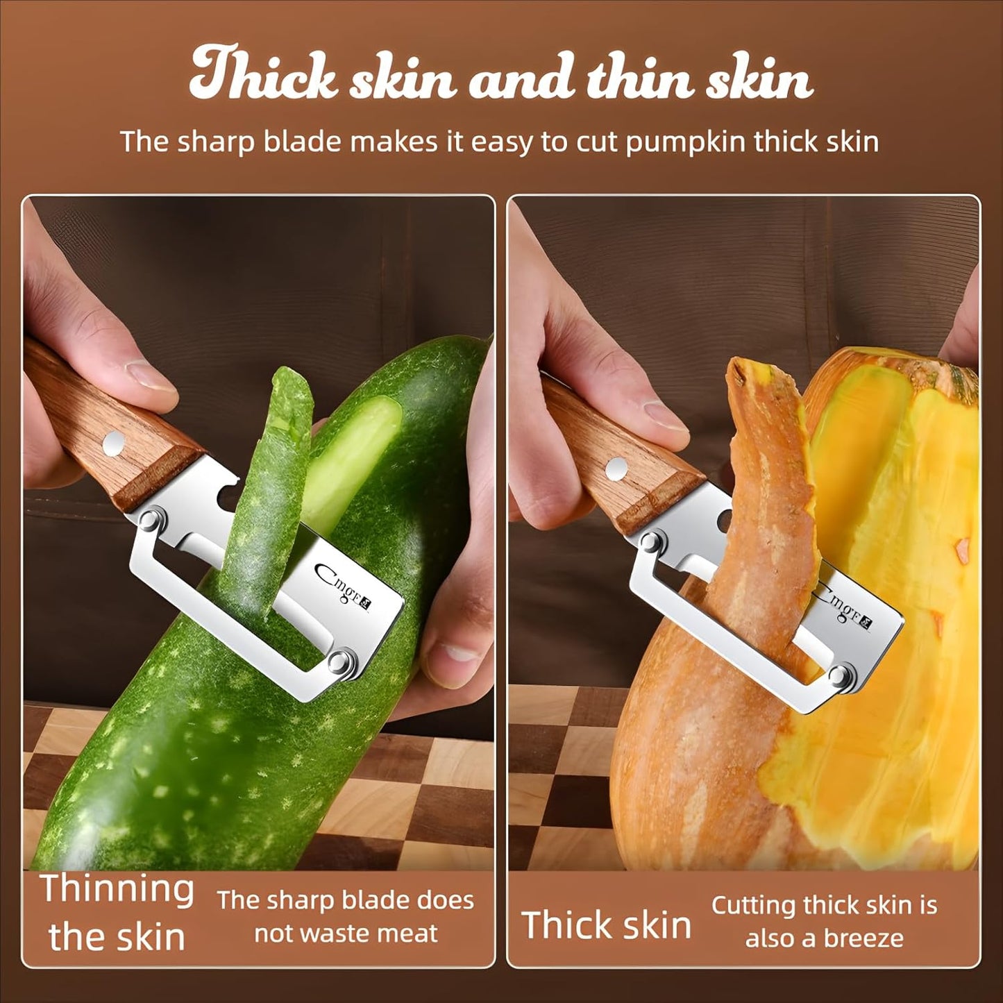 Premium Vegetable Peeler with Wooden Handle and Bottle Opener Stainles