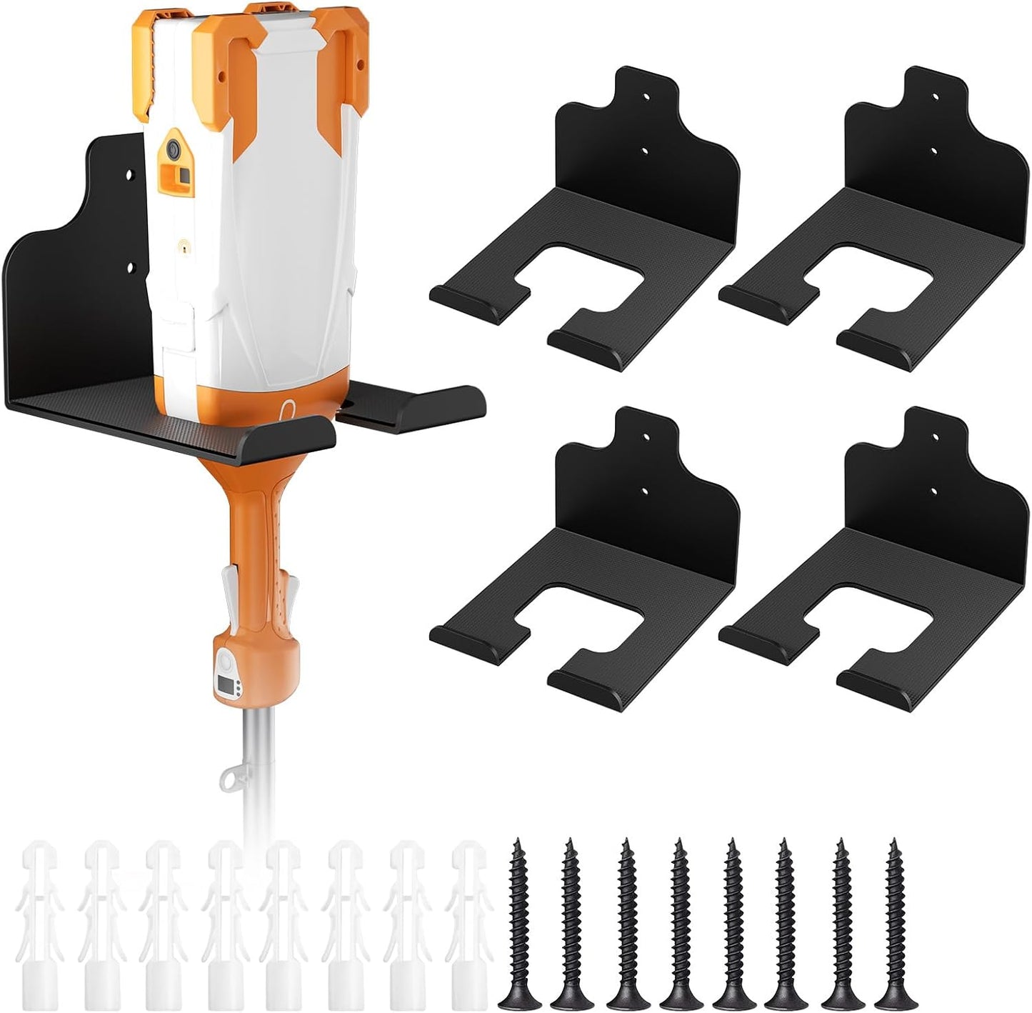 Garage Organizer Trimmer Rack Weed Eater Hanger, 4-Pack Heavy Duty Wall Mount Tool Holder for String Trimmers Hedge Trimmers and Garden Tools