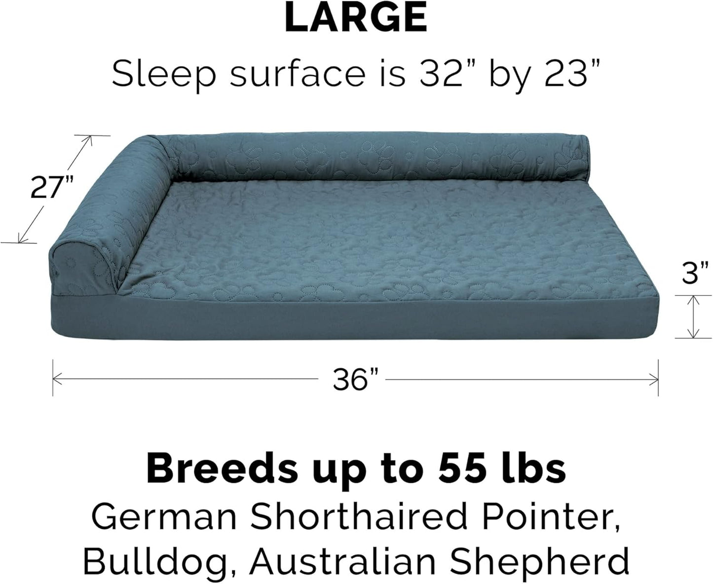 Furhaven Orthopedic Dog Bed for Large/Medium Dogs w/ Removable Bolster