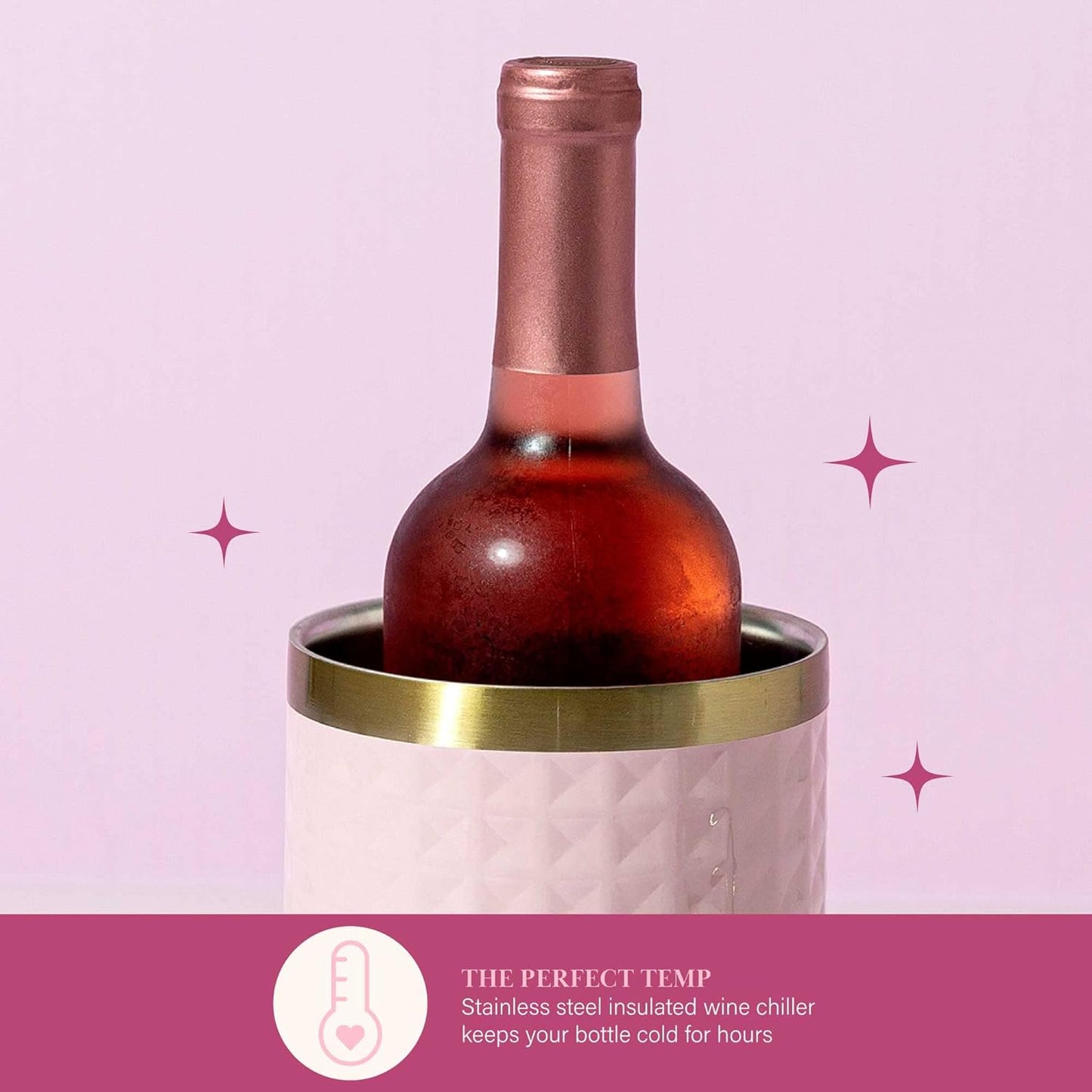 Paris Hilton Wine Bottle Chiller Set, Insulated Double Wall Chiller, G